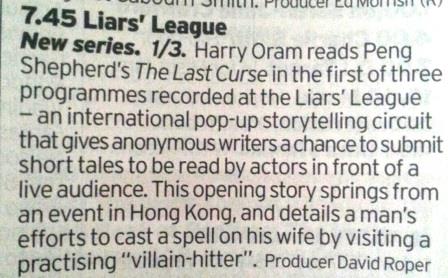 Liars' League Listing in the Radio Times, Easter Sunday 2015