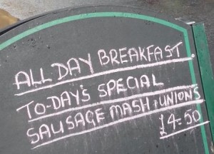 On the Menu -- Sausage Mash and Unions